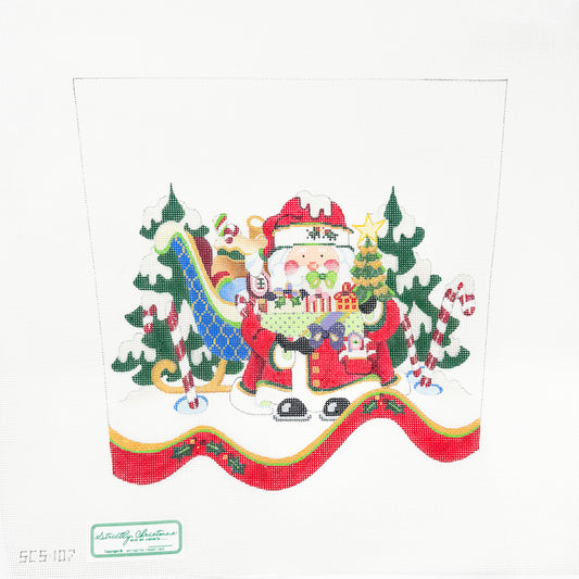 Santa in Front of Sleigh with Gifts Stocking Cuff