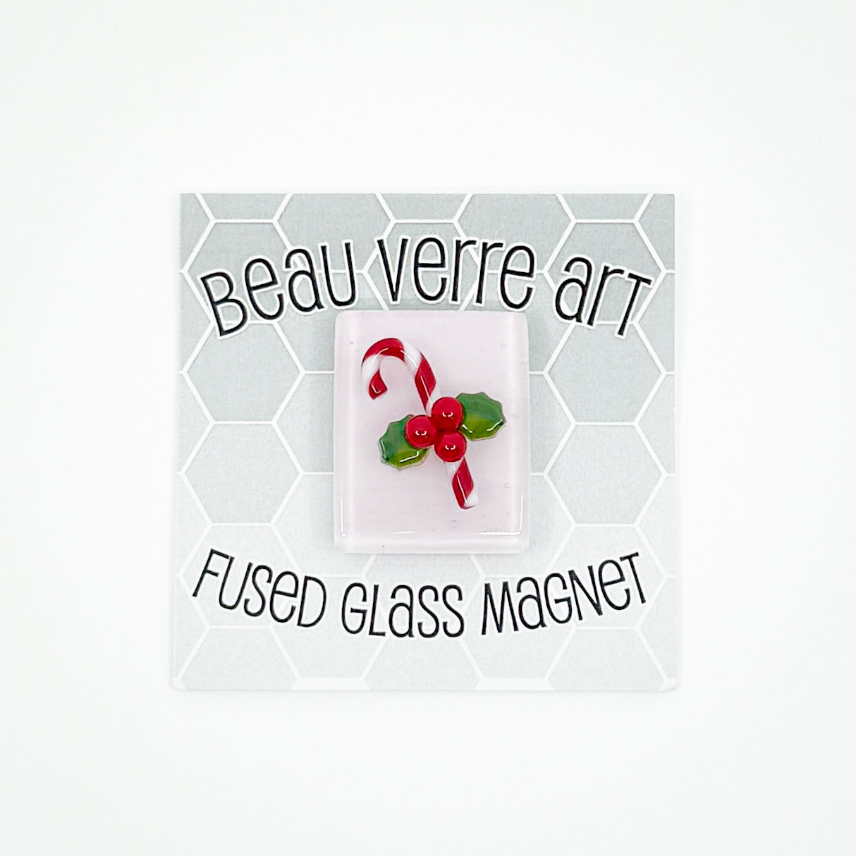 Candy Cane + Holly Fused Glass Needle Minder