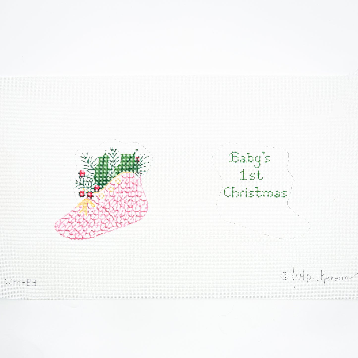 Pink Fishnet Bootie "Baby's 1st Christmas"