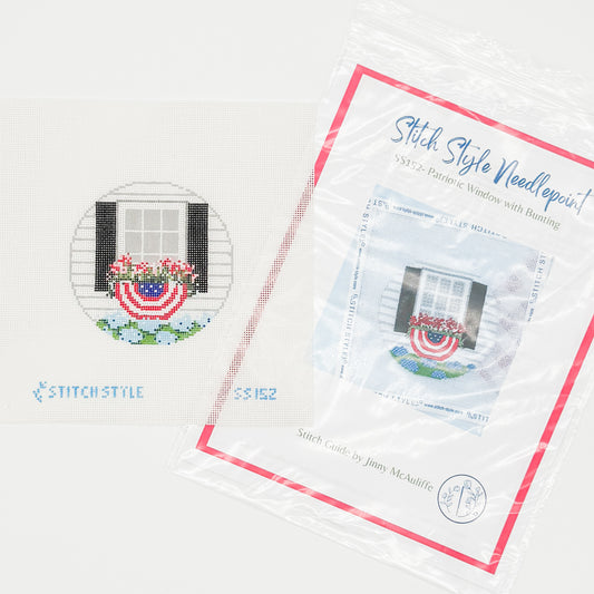 Patriotic Window with Bunting Round (with stitch guide)
