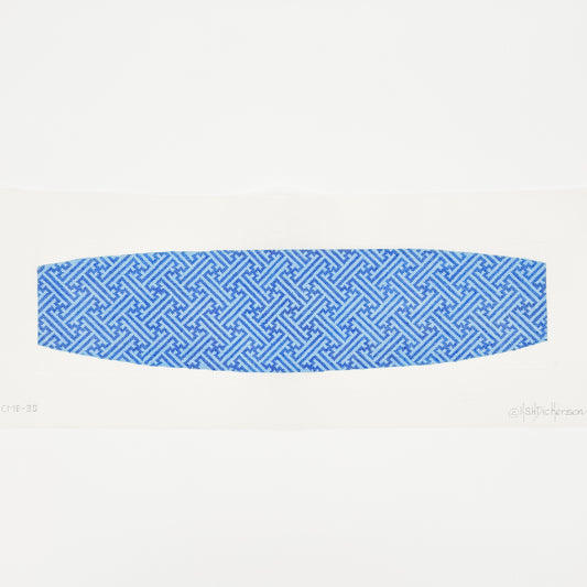 Blue Greek Key Cummerbund