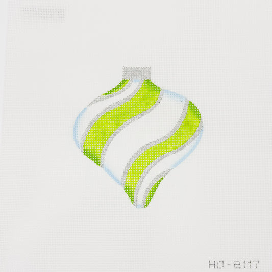 Green + White Stripe Finial Ornament