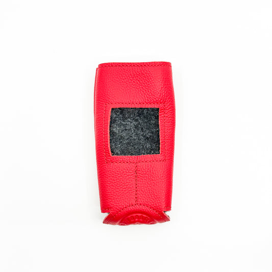 Bright Red Leather Can Cozy - Slim Size