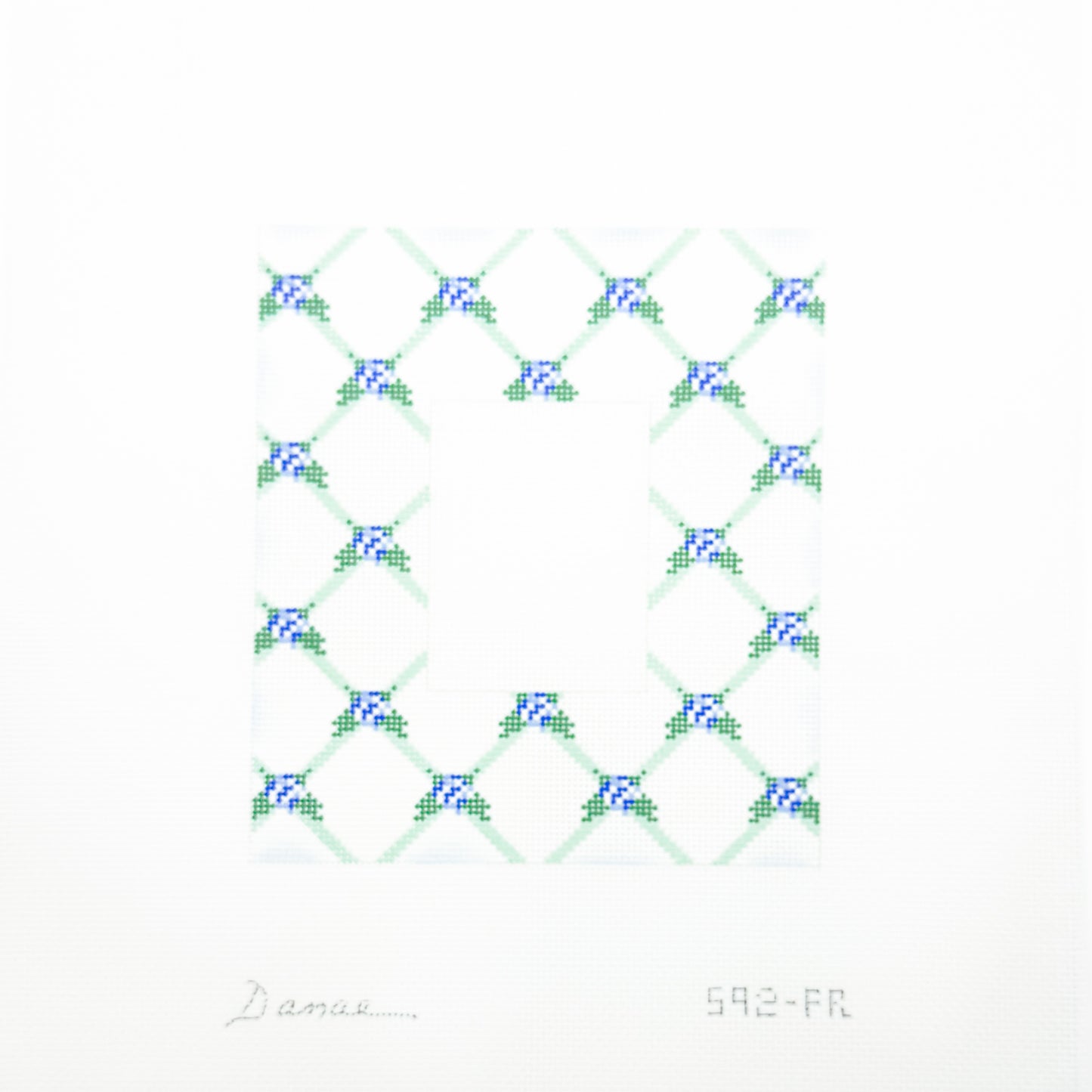Blue Floral Lattice Frame