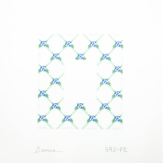 Blue Floral Lattice Frame