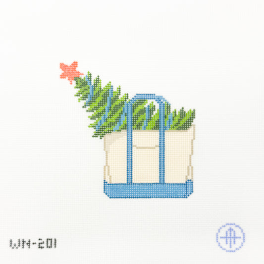 Starfish Christmas Tree Boat Tote in Blue (Day 1 of 12 Days of Boat Totes)