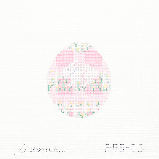 Bunny and Picket Fence on Pink Gingham Easter Egg (small)