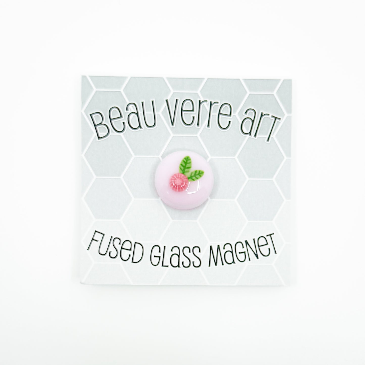 Pink Floral Round Fused Glass Needle Minder