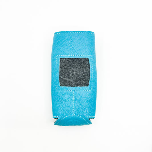 Turquoise Leather Can Cozy - Slim Size