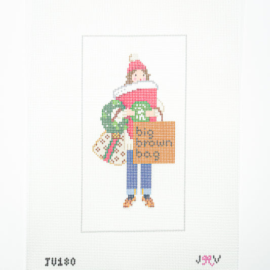 Brunette Christmas Shopper Girl