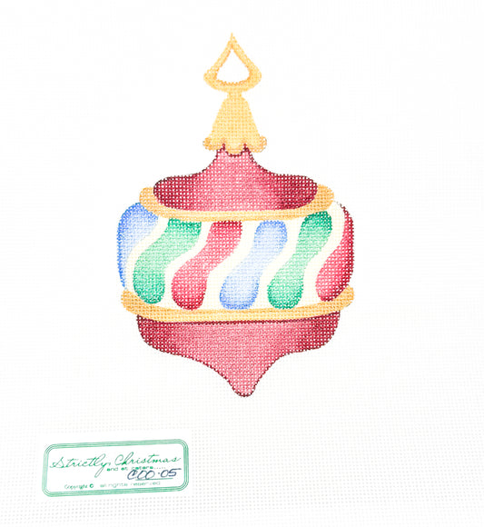 Red Ornament with Wavy Stripes