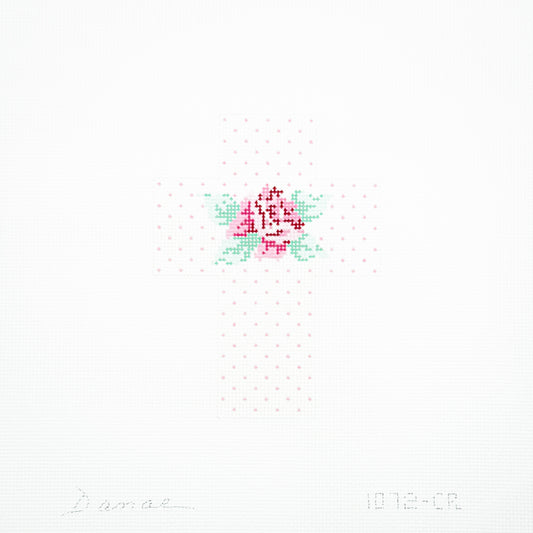 Pink Rose with Dots Cross