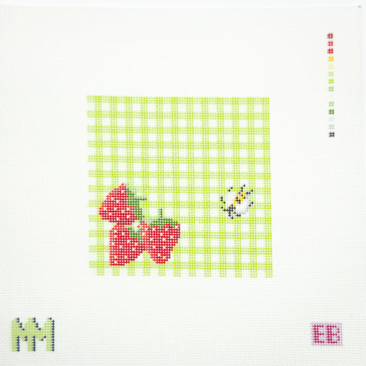 Strawberry on Gingham Picnic Blanket