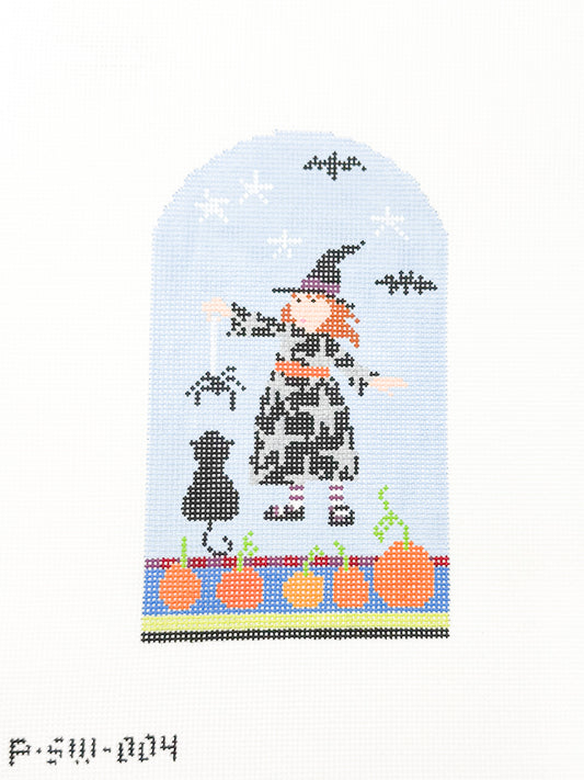 Witch with Spider and Black Cat Domed Stand Up