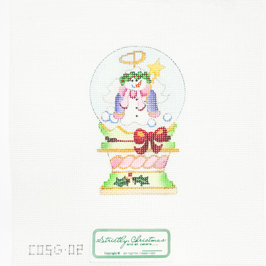 snowgirl in pink and green snowglobe