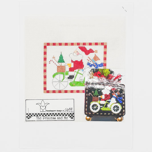 Santa and Snowman on Bicycle (with stitch guide)