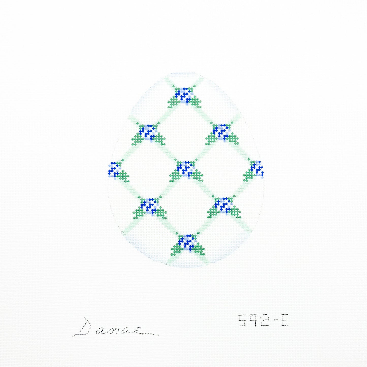 Blue Floral Lattice Easter Egg