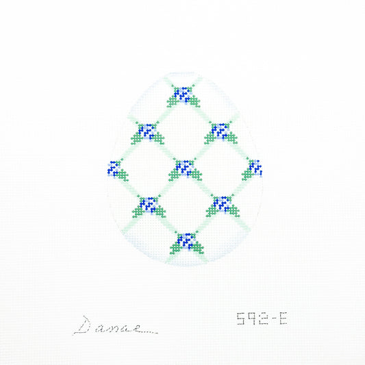 Blue Floral Lattice Easter Egg