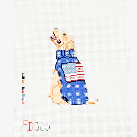 Yellow Lab with American Flag Sweater