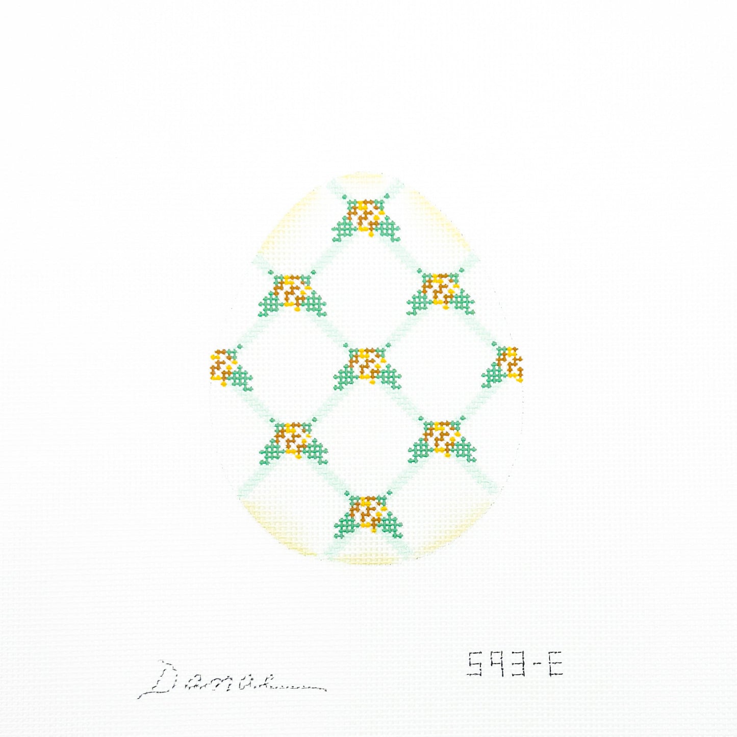 Yellow Floral Lattice Easter Egg