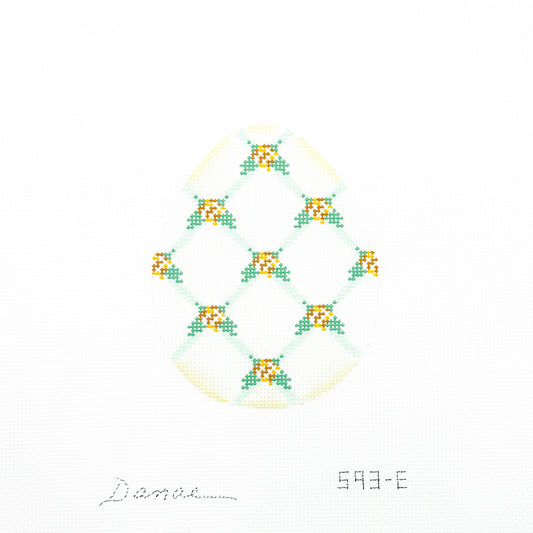 Yellow Floral Lattice Easter Egg