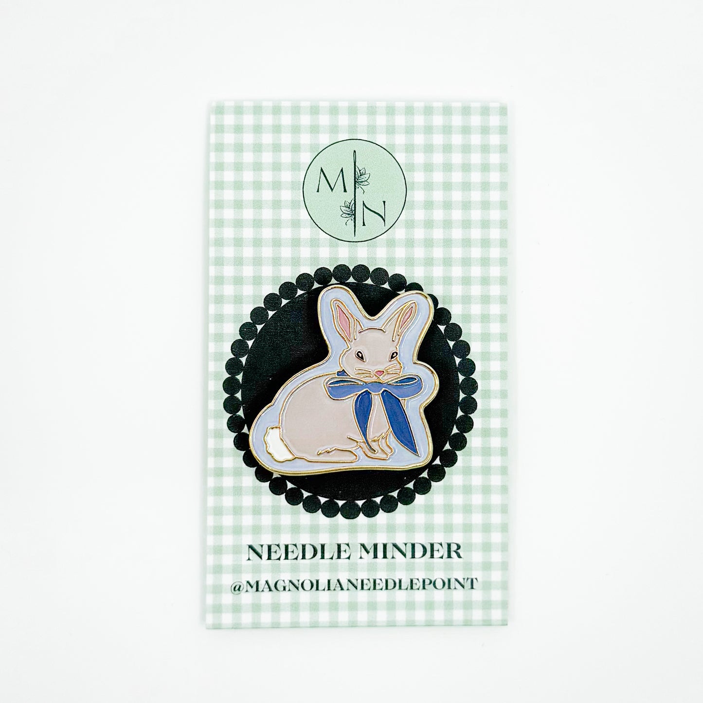 Blue Bow Bunny Needle Minder