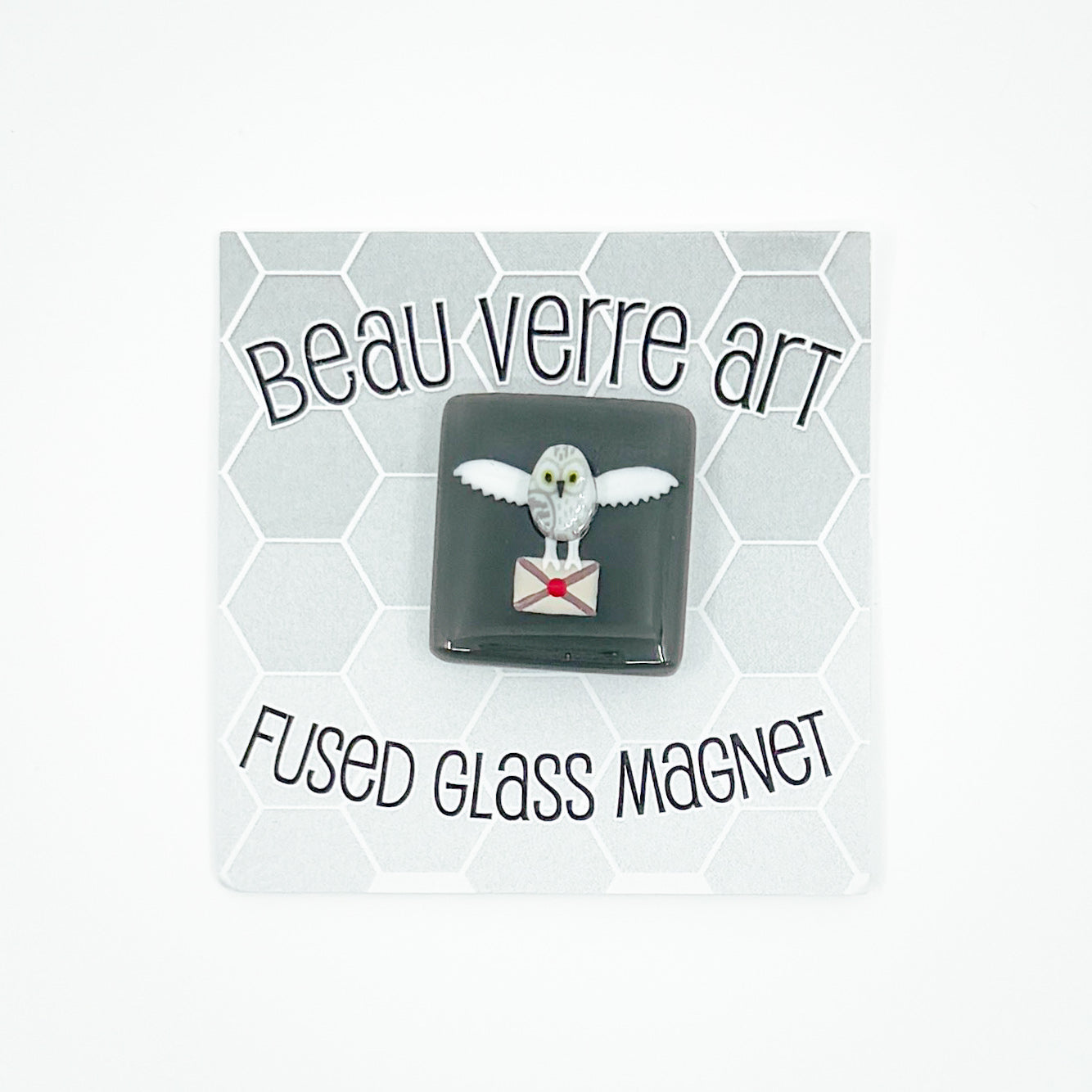 Owl Mail Fused Glass Needle Minder