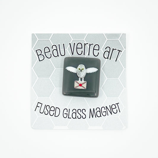 Owl Mail Fused Glass Needle Minder