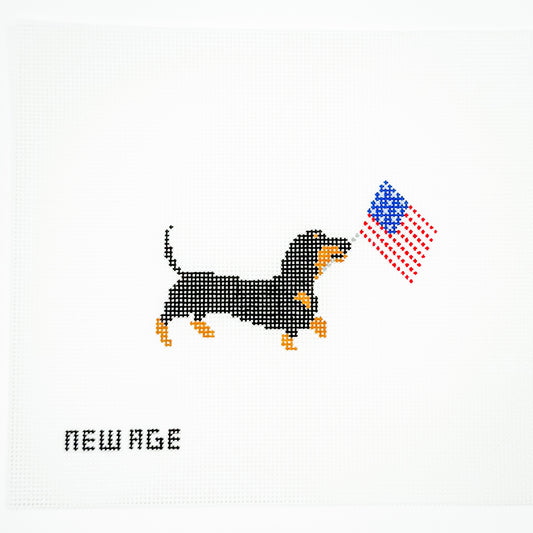 Dachshund with American Flag