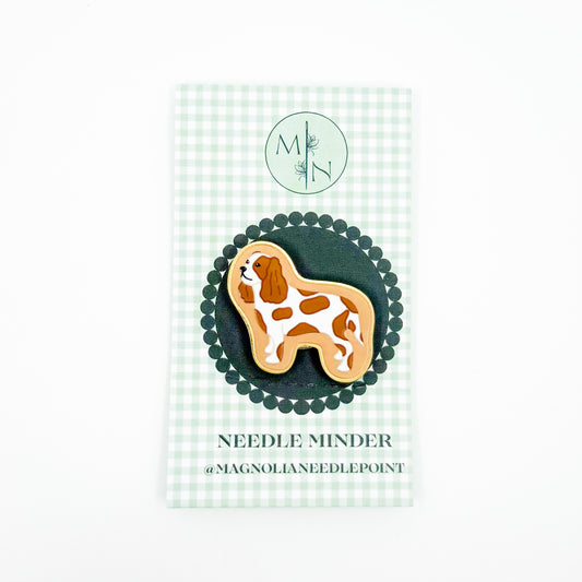 White + Rust Cavalier King Charles Needle Minder