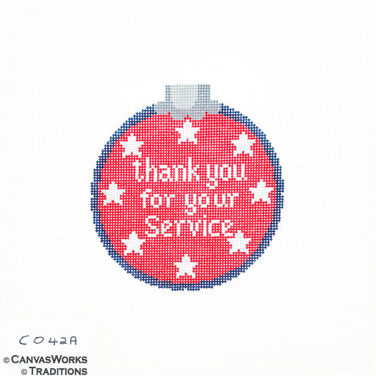 Thank You for Your Service Red Round Ornament