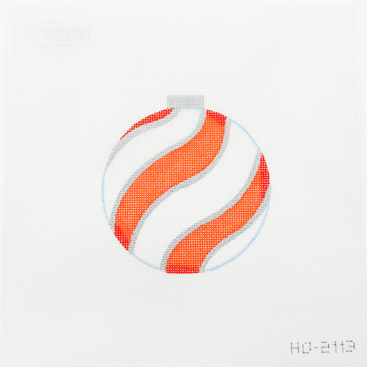 Orange + White Stripe Round Ornament