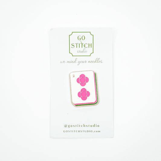 Hot Pink Dot Mahjong Tile Needle Minder