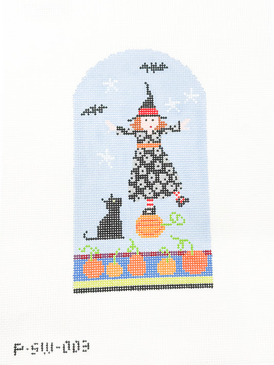 Witch on Pumpkin Domed Stand Up