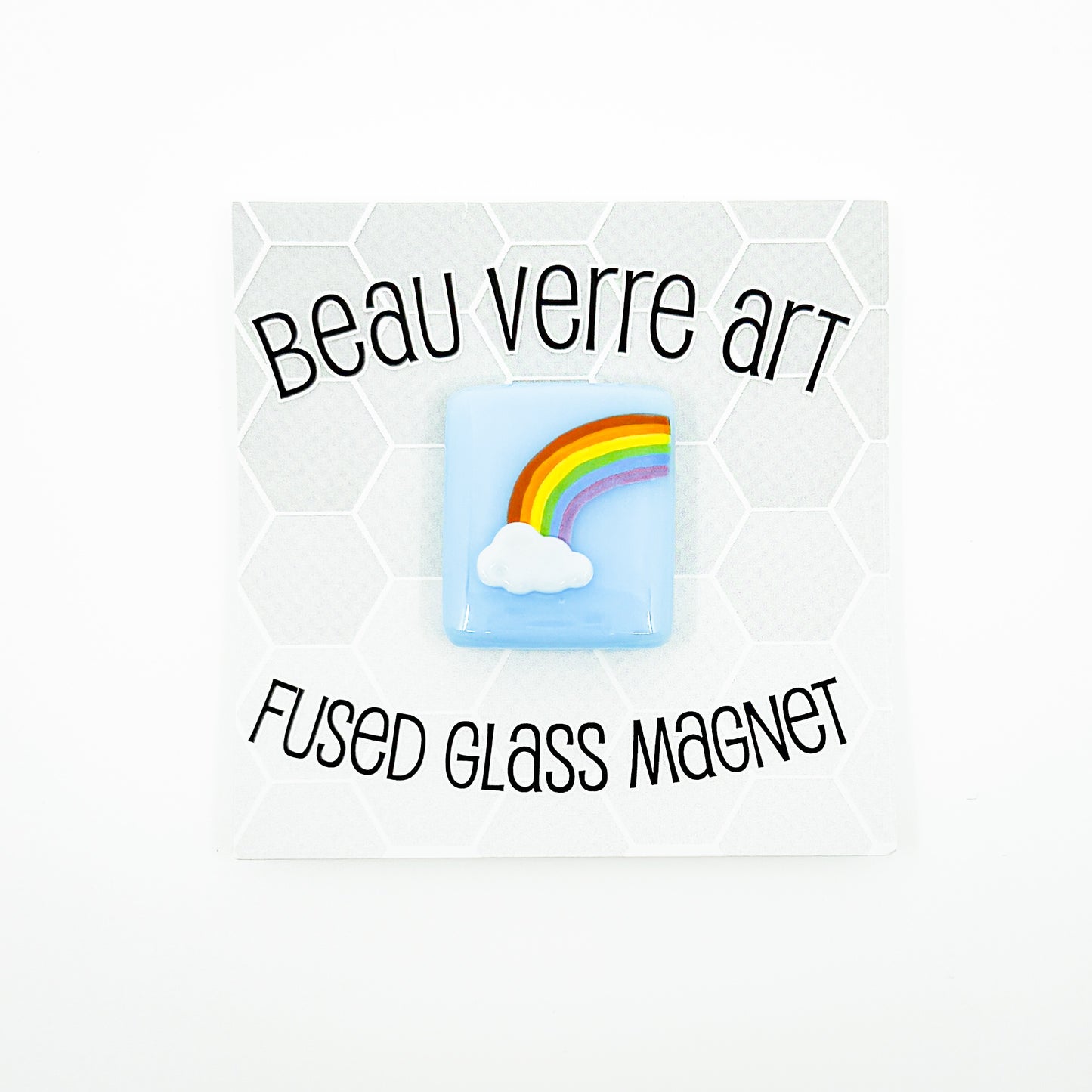 Rainbow Cloud Fused Glass Needle Minder