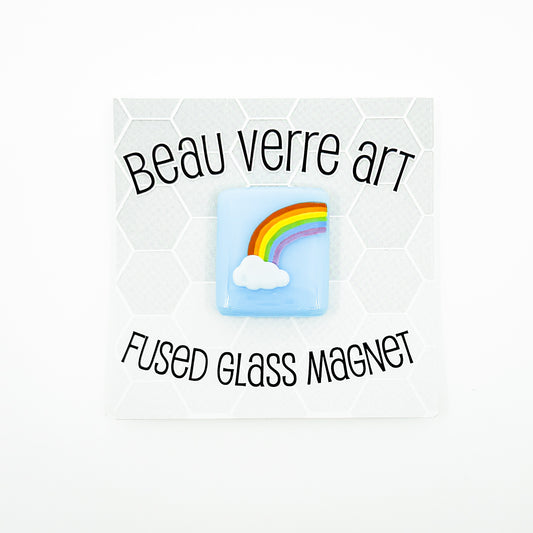 Rainbow Cloud Fused Glass Needle Minder