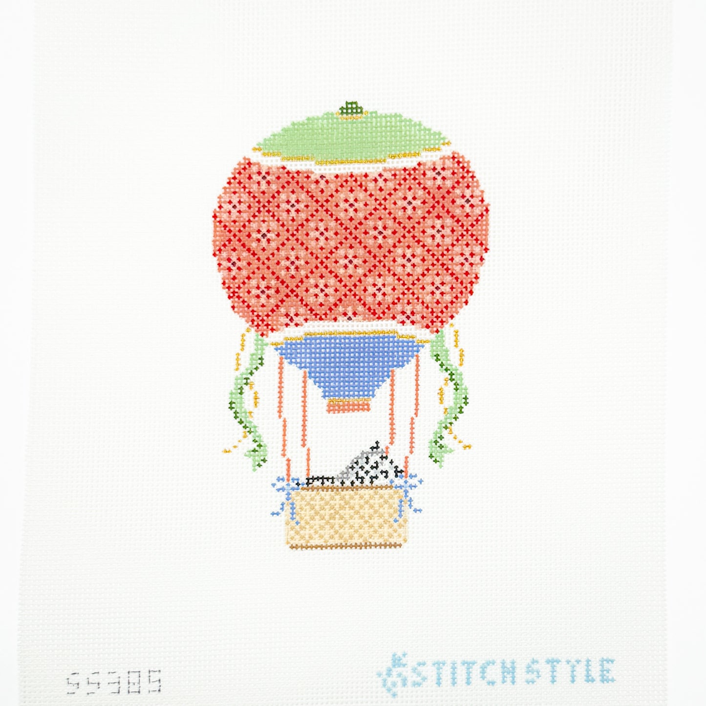 Coral and Green Hot Air Balloon with Zebra
