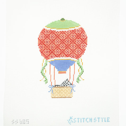 Coral and Green Hot Air Balloon with Zebra