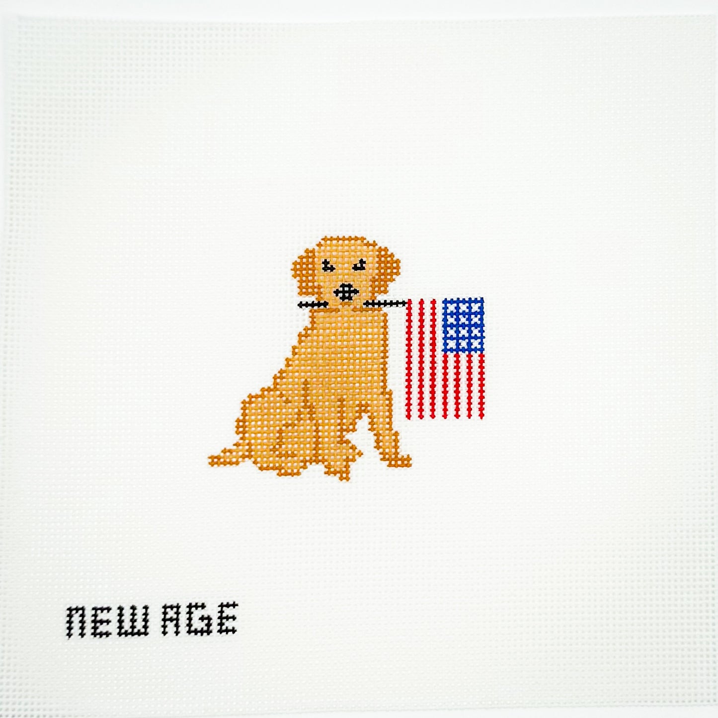 Golden Retriever with American Flag