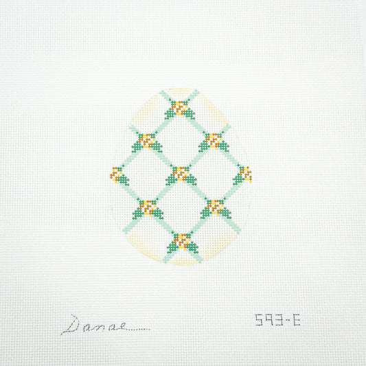 Yellow Floral Lattice Easter Egg