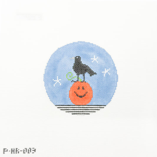 Crow on Pumpkin Round