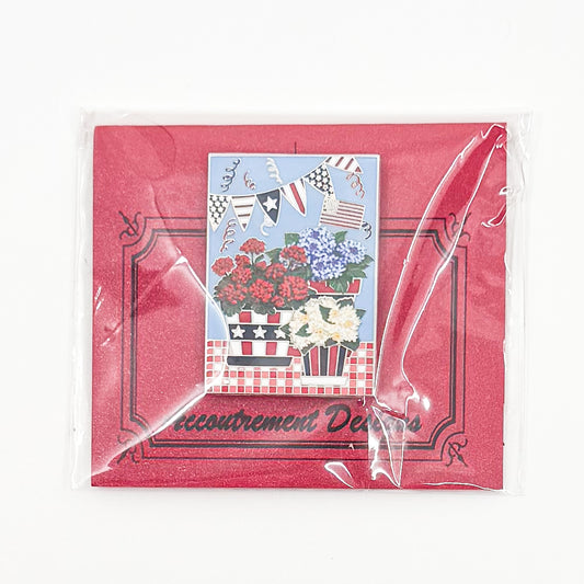 Red White Blue Flowers Needle Minder - TRUNK SHOW