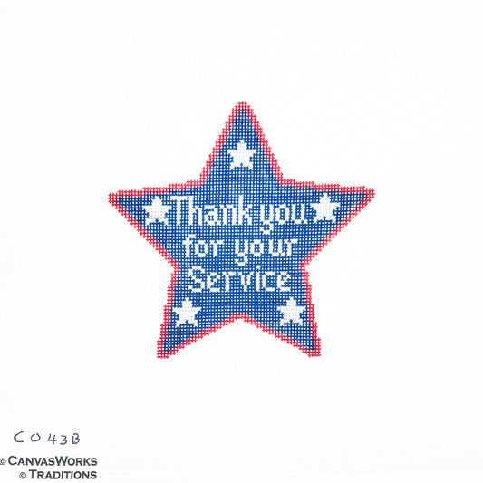 Thank You for Your Service Star in Blue