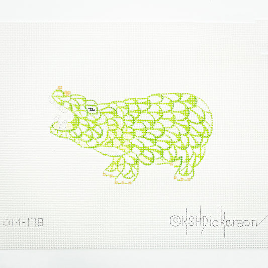Small Green Herend Inspired Hippo
