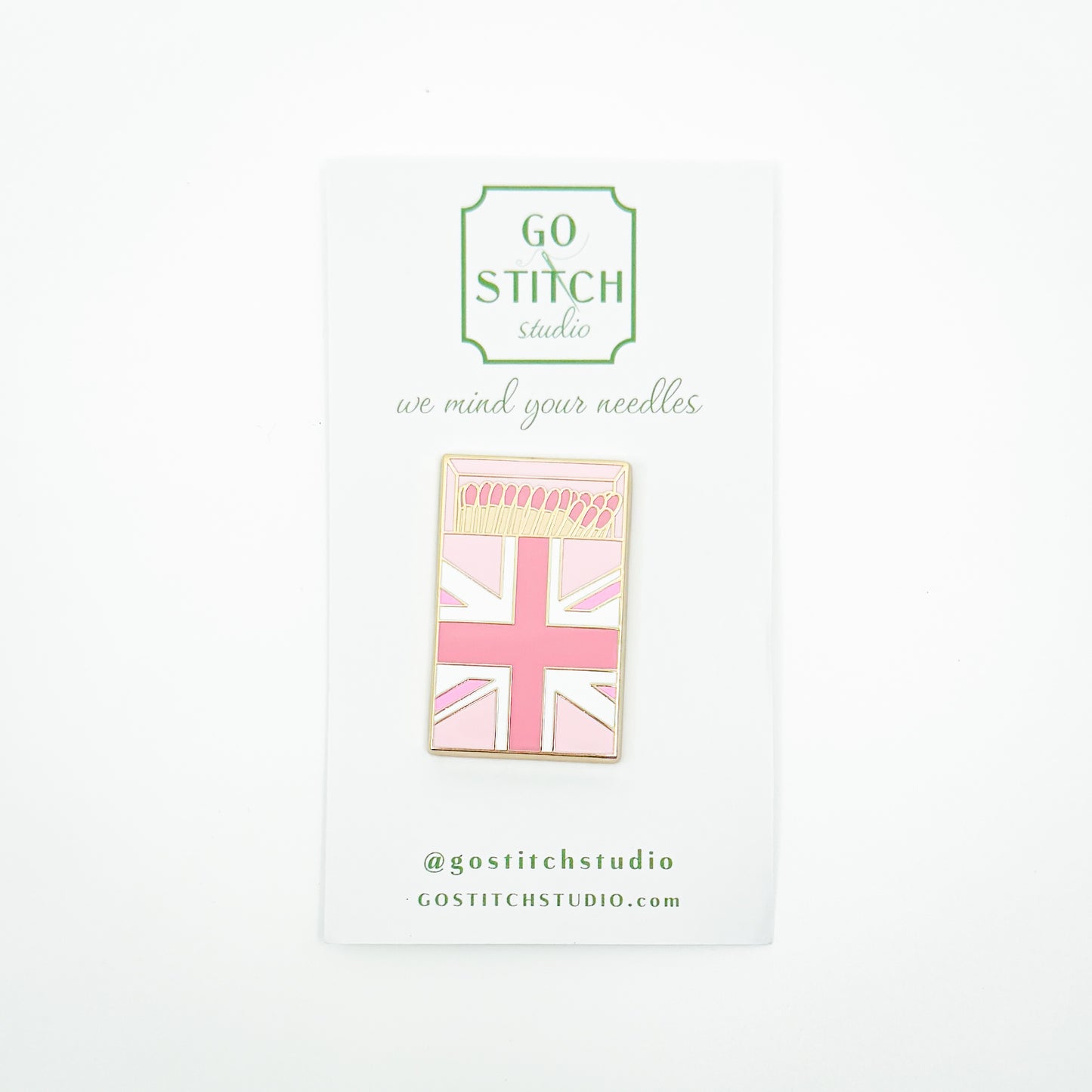 Pink British Flag Matchbox Needleminder