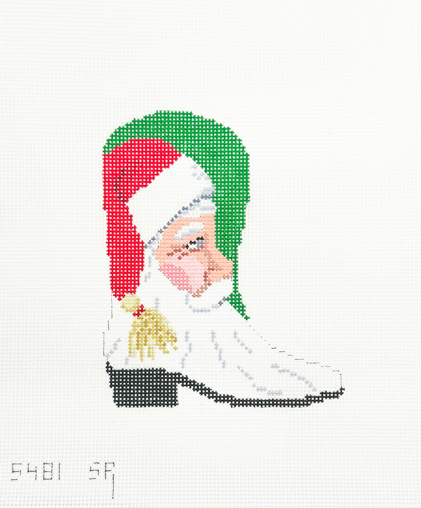 Santa Face Cowboy Boot Mini Stocking