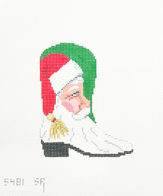 Santa Face Cowboy Boot Mini Stocking