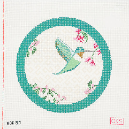 Teal Green Hummingbird Round Pillow