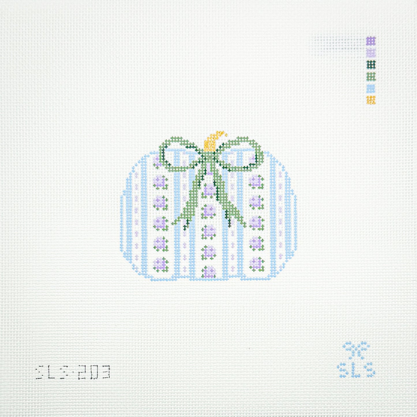 Blue and Purple Floral Pumpkin