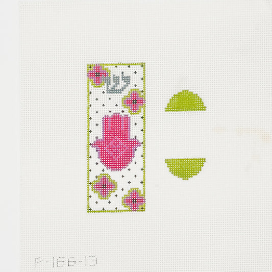 Pink + Green Hamsa Mezuzah